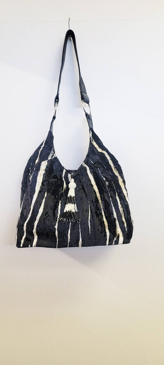 VELVET HOBO TIE DYE - Black