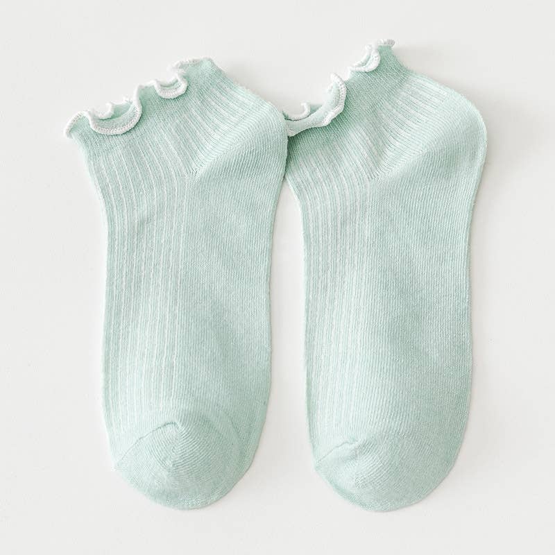 Ruffled Hugger Crew Socks - Green