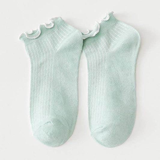 Ruffled Hugger Crew Socks - Green