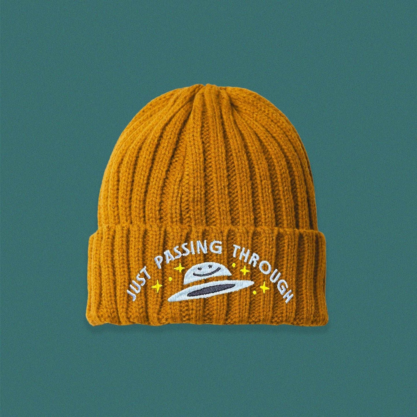 Just Passing Through Cable Knit Beanie - Mustard