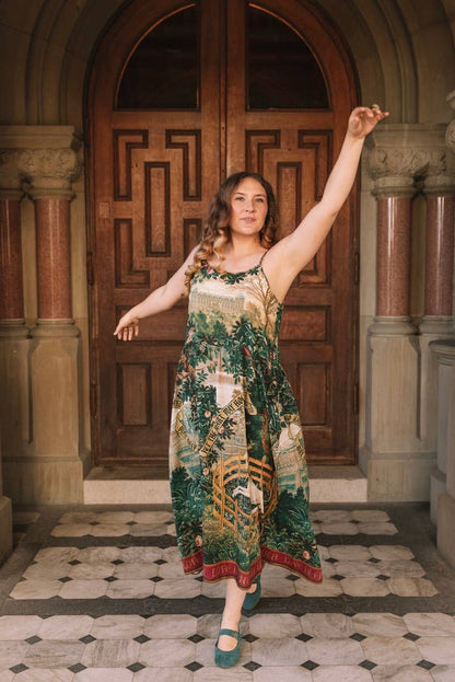 Wildheart Bohéme Long Maxi Slip Dress w/ Unicorn & Castle - L/XL (fits approx. size 12-16)