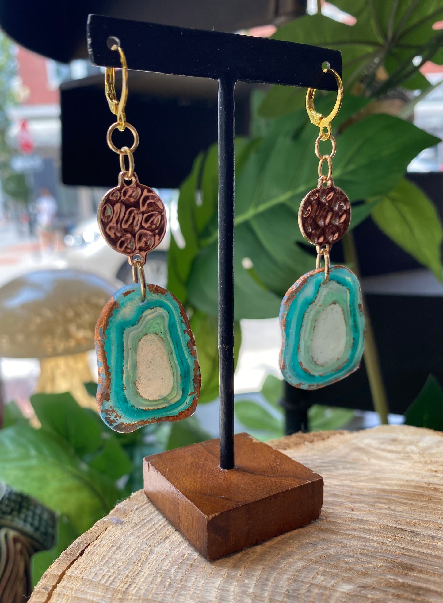 Teal Geodes with Metal Drops *E23