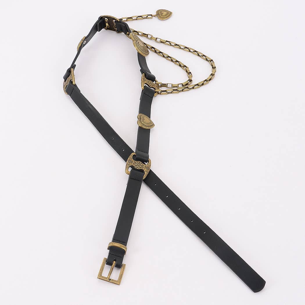 Faux Leather Multi Metal Belt - BKATG