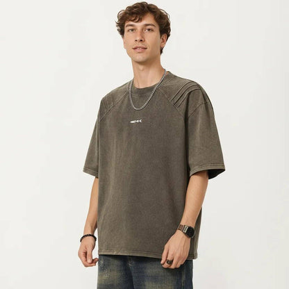 Men's Short Sleeve Crew Neck Graphic T-Shirt with Relaxed Fit - Brown