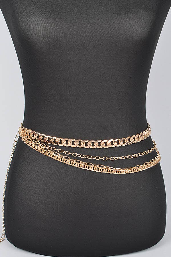 Layered Chain Drop Belt - Gold