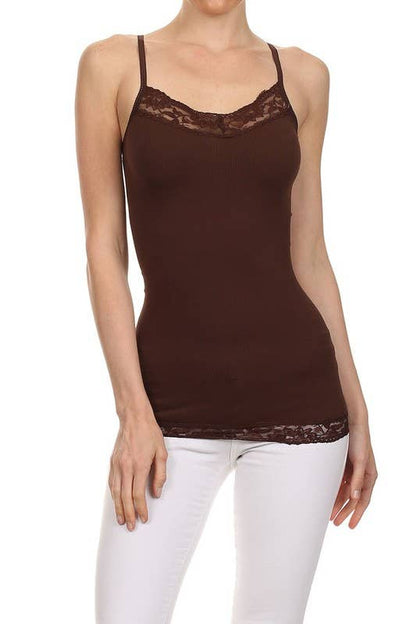 Cami with Stretch Lace - One Size/Multiple Colors
