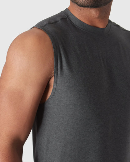 Active Sleeveless Muscle Tank - Charcoal Heather Gray