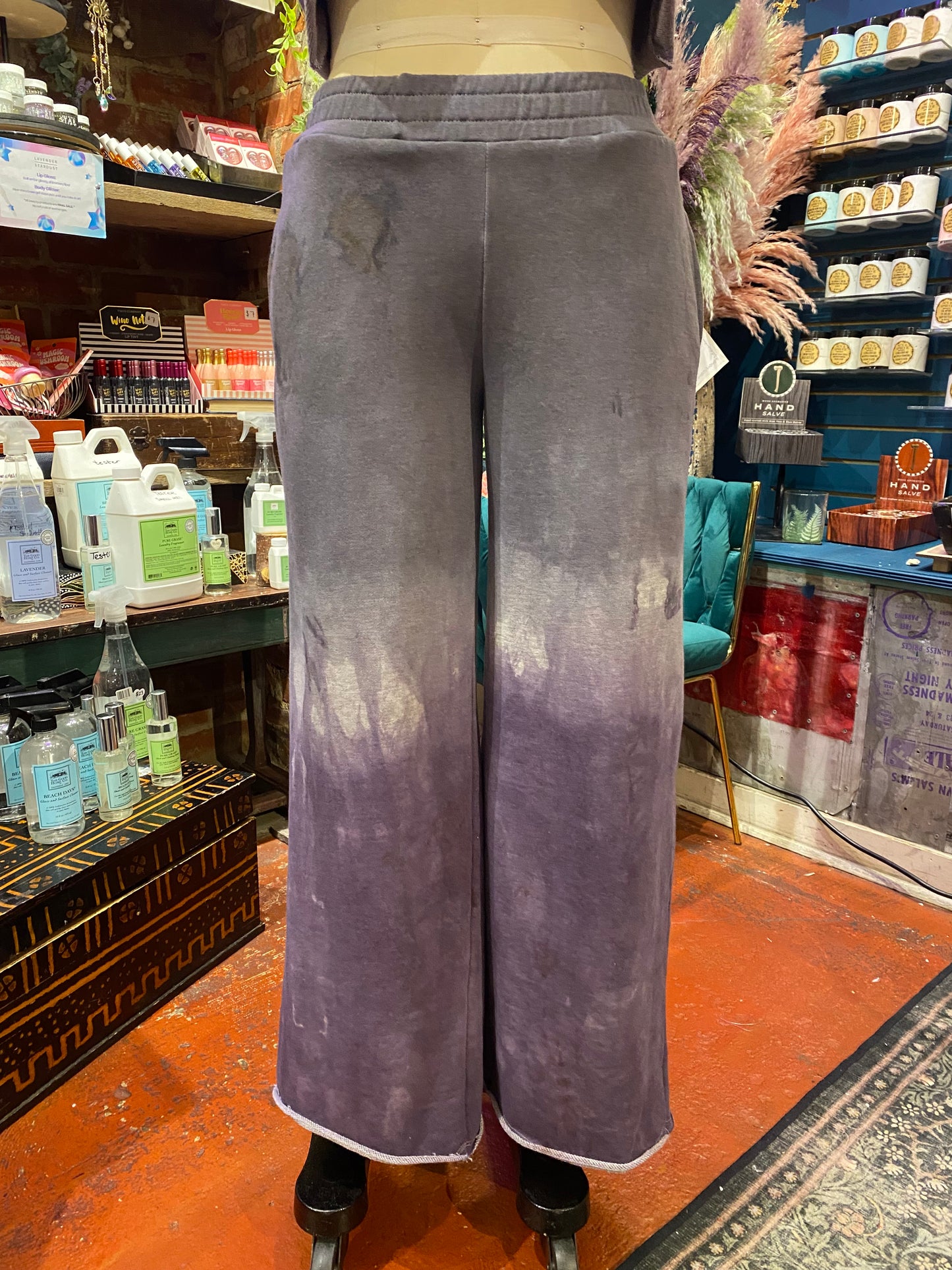 Custom Dyed Wide Leg Sweats - Purple Sky
