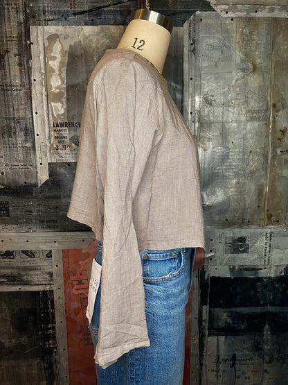 Linen, Crop Jacket - Taupe