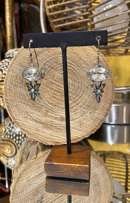 Vintage Rhinestone Earrings - Clear