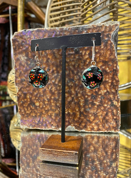 Vintage Round Japanese Floral Earrings