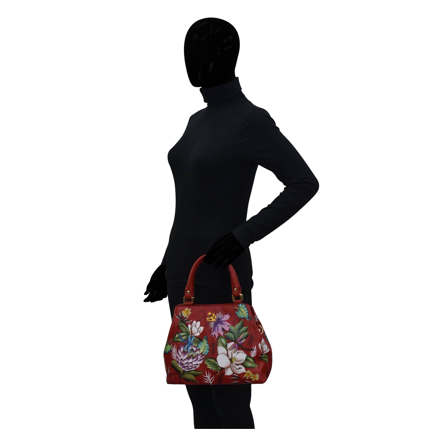 Hand-painted Leather Multi-Compartment Satchel