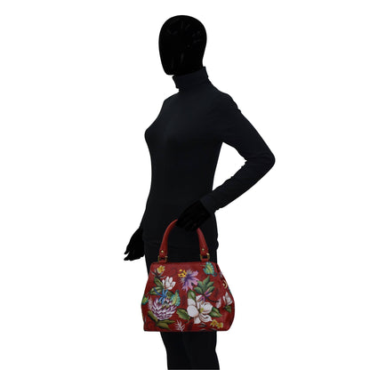 Hand-painted Leather Multi-Compartment Satchel
