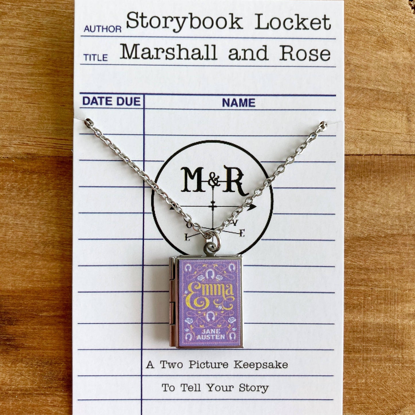 Book Locket Emma - Lilac Filagree - Stainless Steel