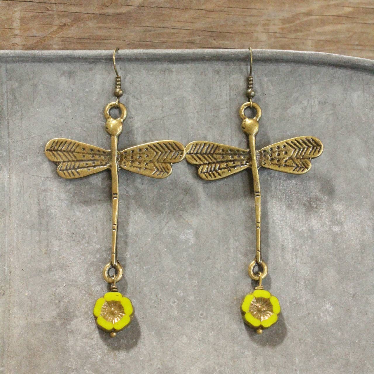 Sky Diving Dragonfly Dangle Drop Earrings