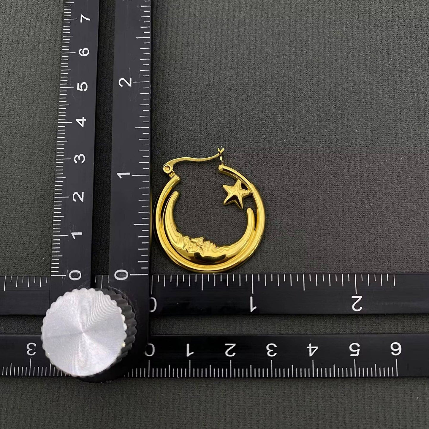 Moon Star 18K Gold Plated S.Steel Hoop Earrings - FGS/MS