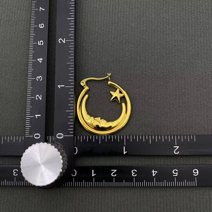 Moon Star 18K Gold Plated S.Steel Hoop Earrings - FGS/MS