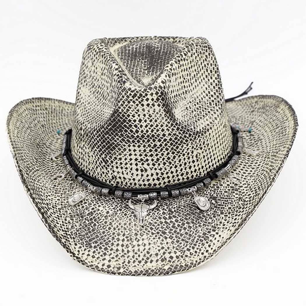 Handmade Vintage Cowboy Hat With Western Bull Head