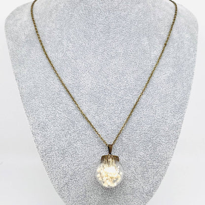 Baby's Breath Floral Ball-shaped Charm Pendant Necklace