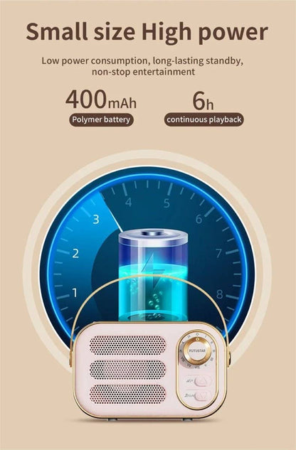 Rechargeable Mini Retro Blue tooth Speaker - WHITE