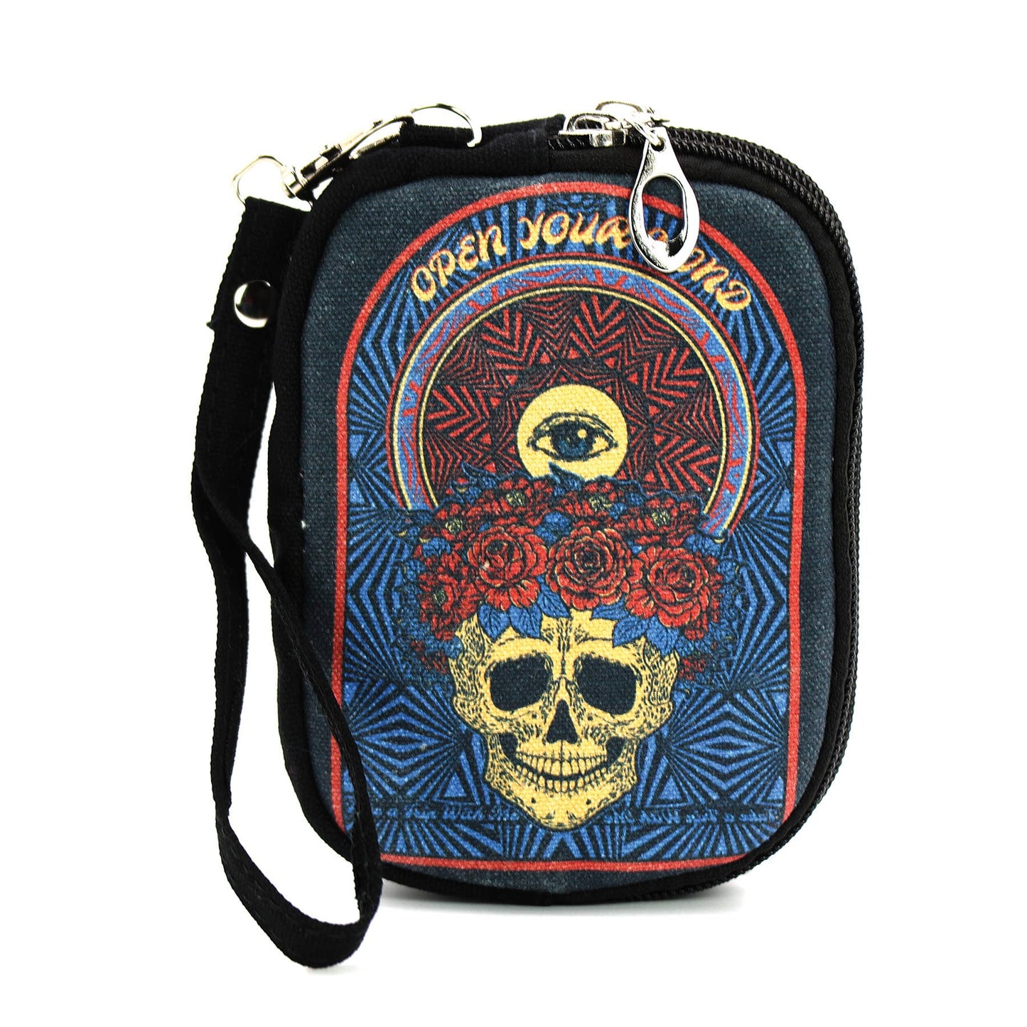 Psychedelic Padded Wristlet - Skull & Roses