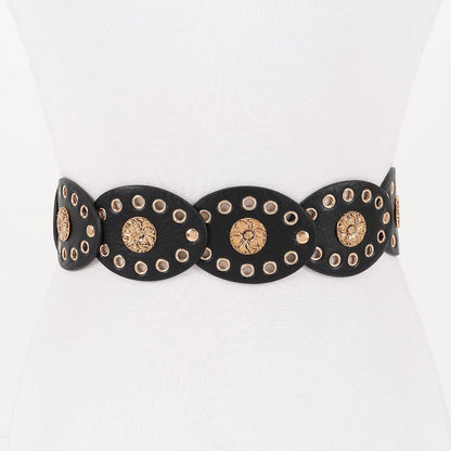Oval Linked Statement Belt - Black/Gold