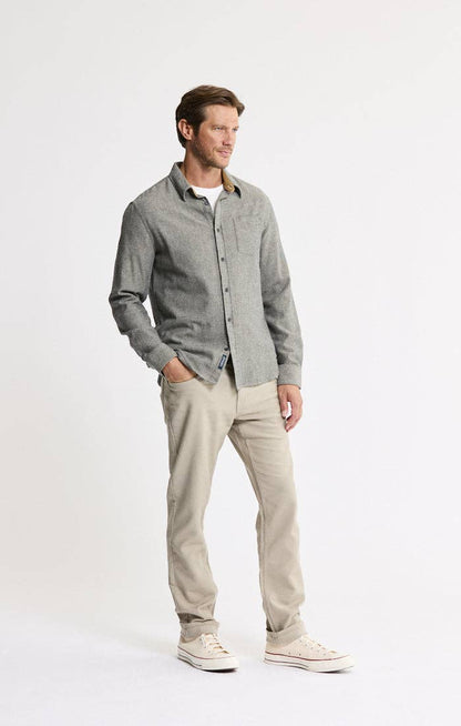 Manor Brushed Twill Flannel Shirt - Charcoal