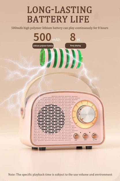 Mini Retro Fm Radio & Bluetooth Multifunction Speak - PINK