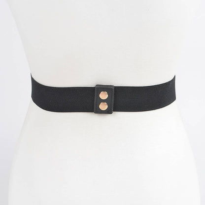 Chain Elastic Belt with Studs - Black/Gold
