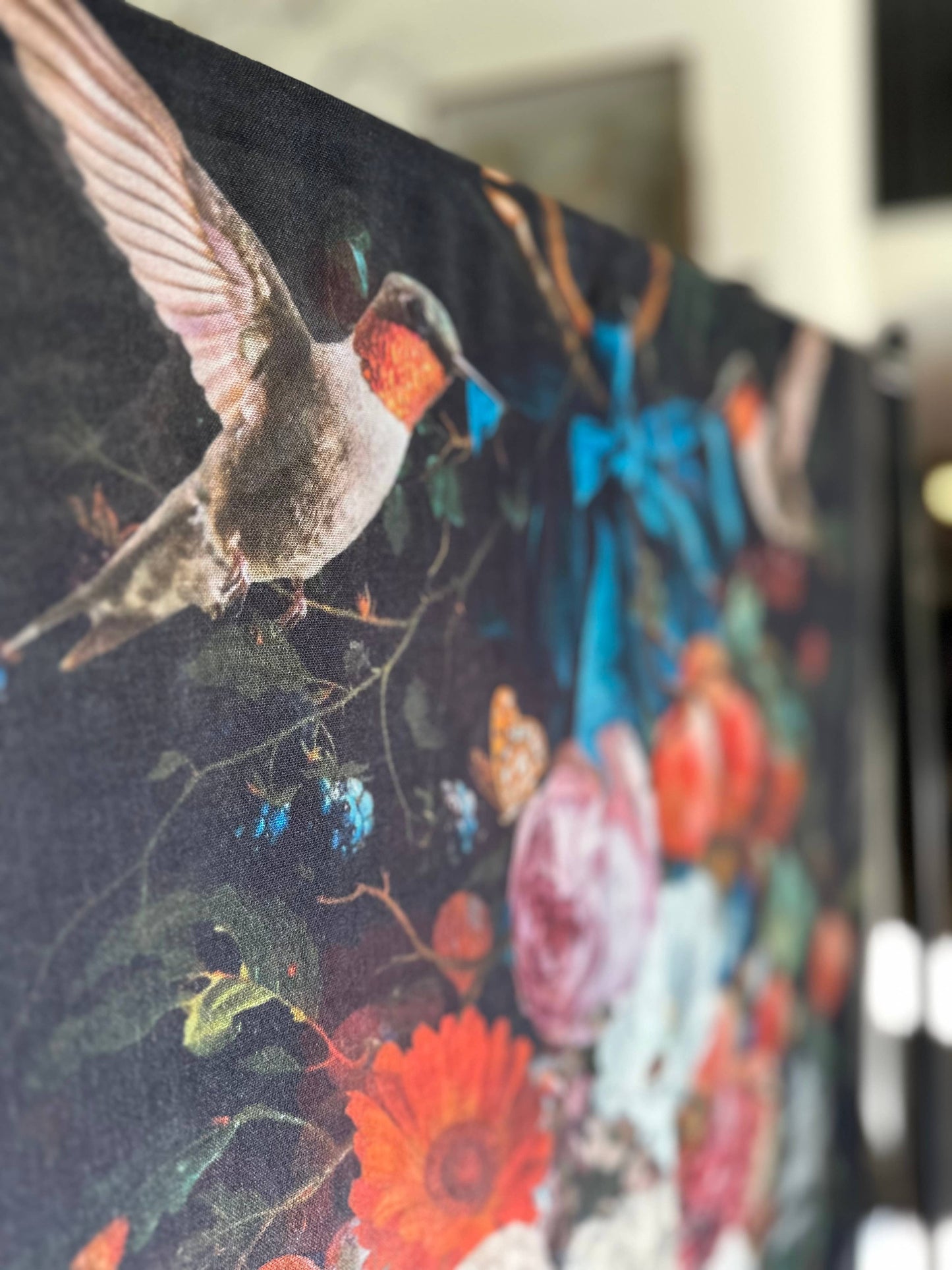 Flight of Fancy Floral Scarf with Hummingbirds Print