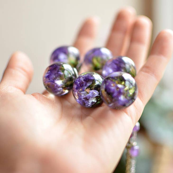 Purple Sea Lavender Sphere Necklace - La De Da