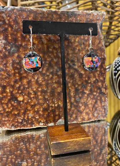 Vintage Round Japanese Foil Earrings