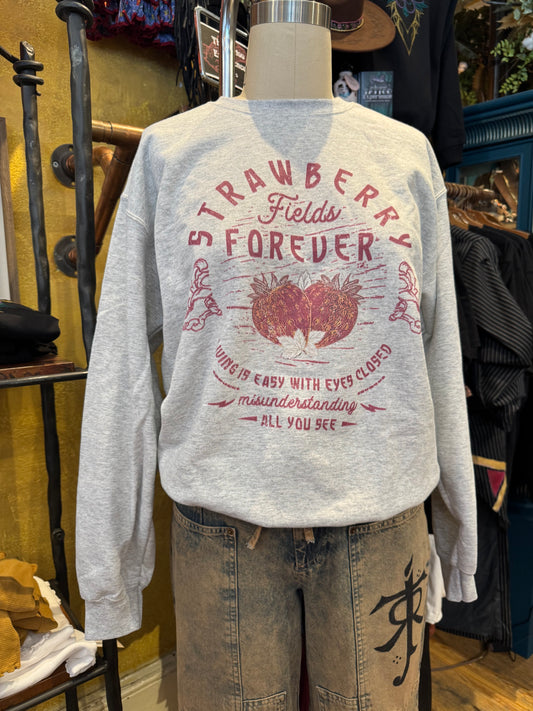 Strawberry Fields Retro Sweatshirt - Ash