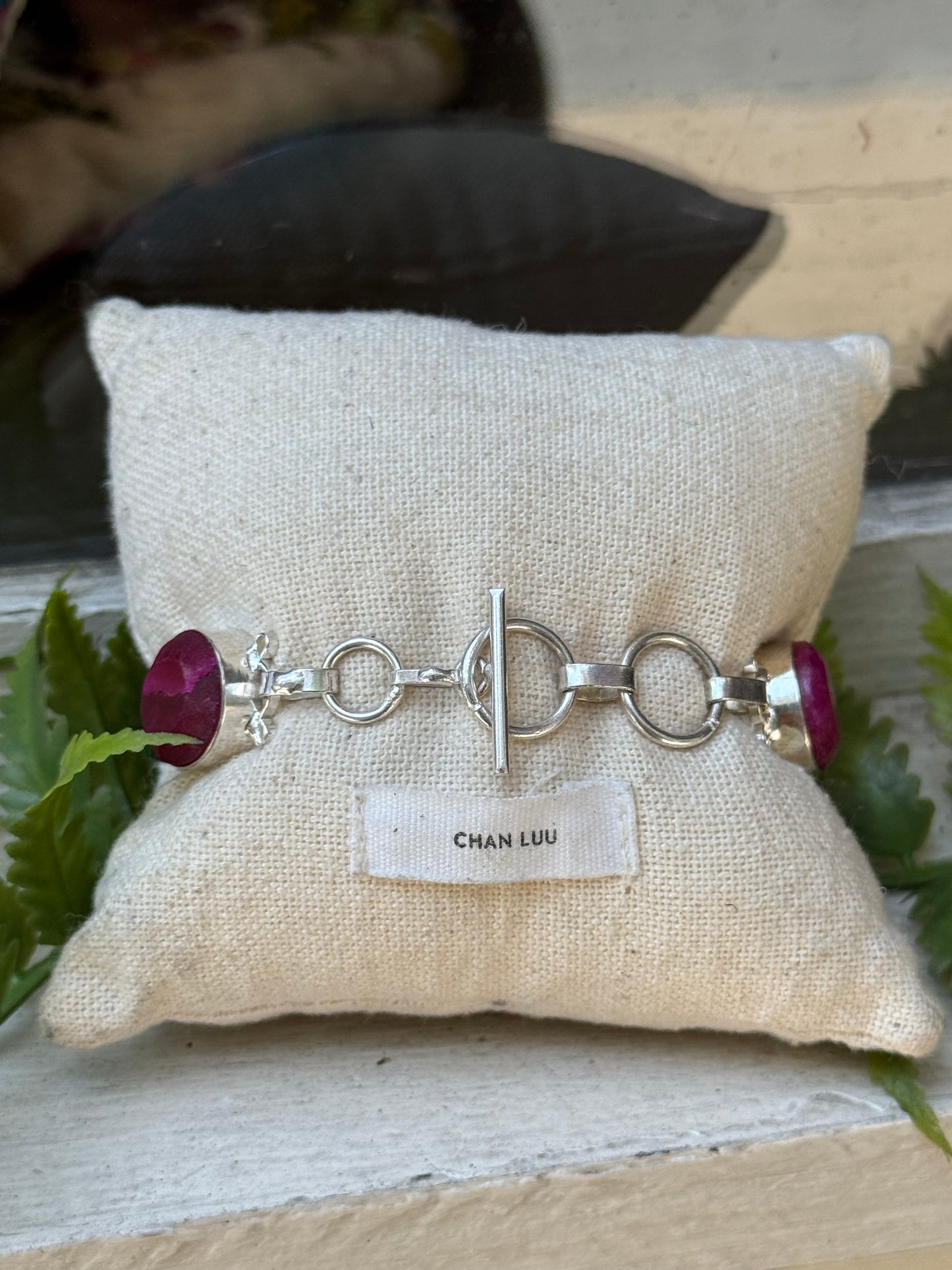 Dyed Ruby Silver Bracelet