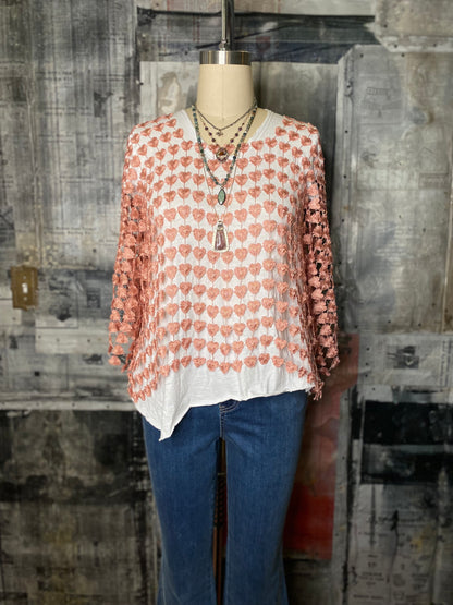 Heart Embroidery Blouse