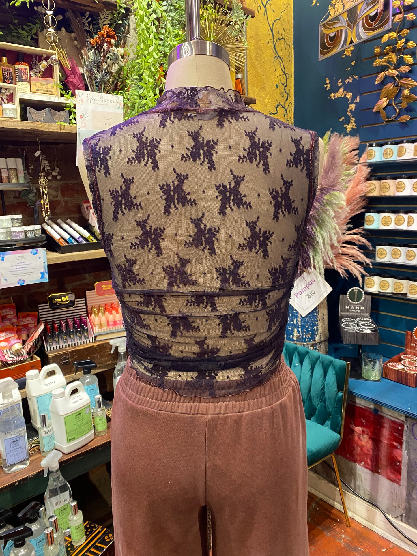 Custom Dyed Lace Muscle Tank - Deep Sea