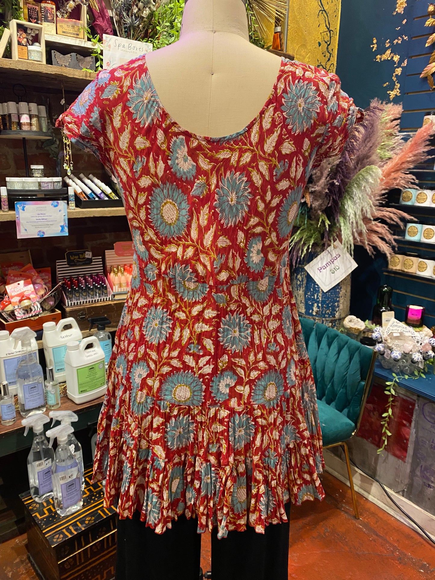 Paloma Tunic Cap Sleeve - Red & Turquoise Floral