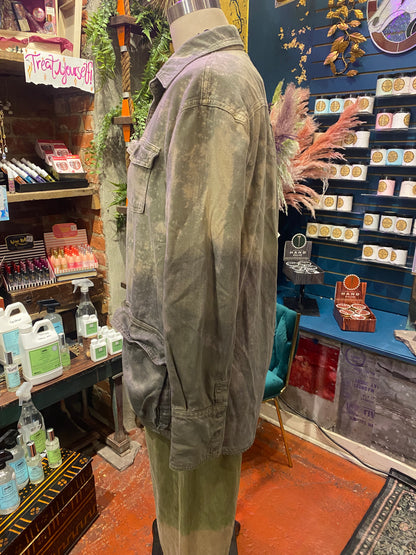 Custom Dyed Denim Jacket - Sage