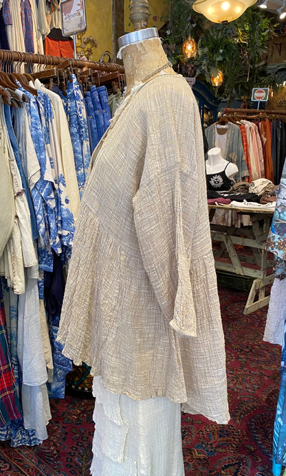 High-Lo Jacket With Ties - Natural