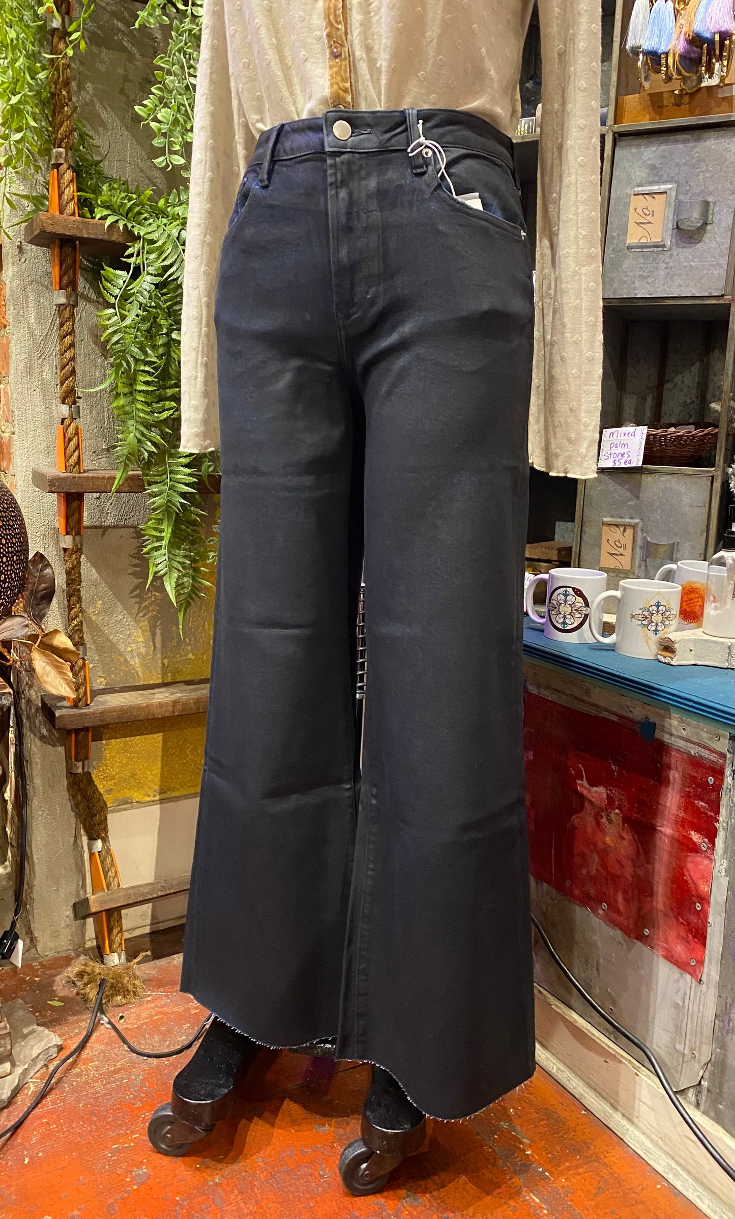Fiona Wide Leg Jean - Denim Paint