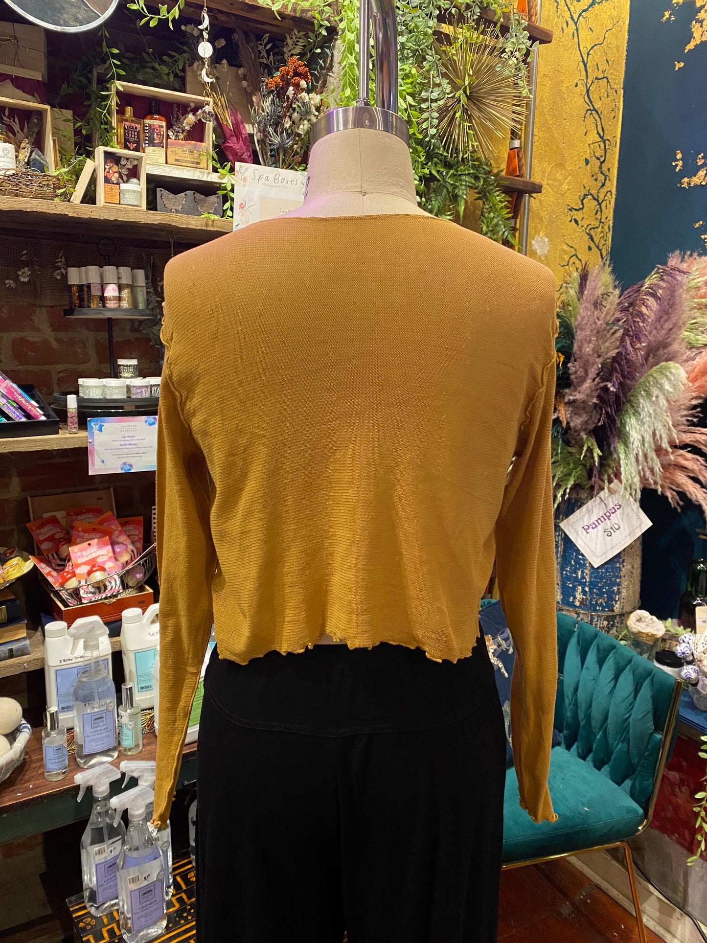 Tulle Curved Crop Top - Manuka