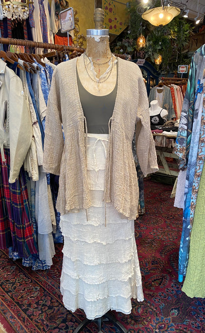 High-Lo Jacket With Ties - Natural