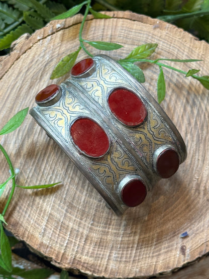 Red Glass Cuff Bracelet