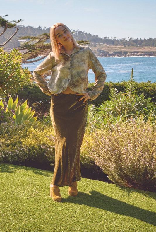 Mandarin Crop Jacket - Oliva