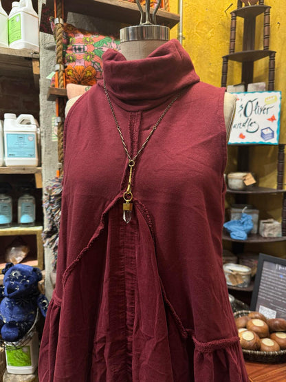 Cowl Neck Dress- Wine