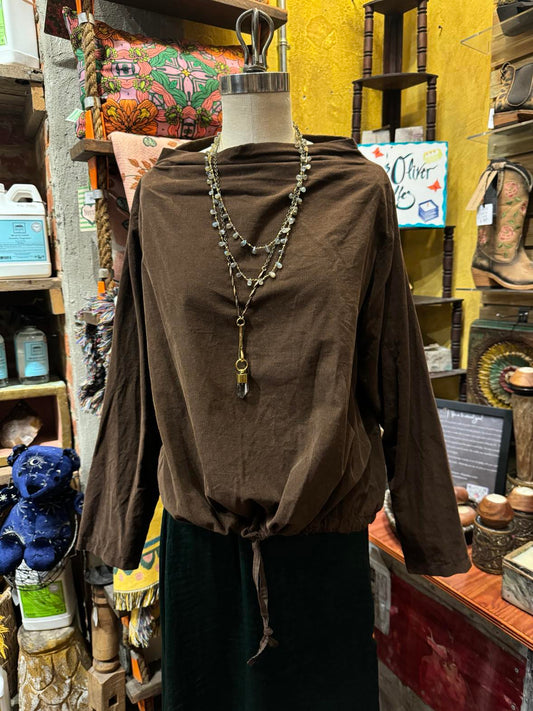 Boat Neck Top- Brown