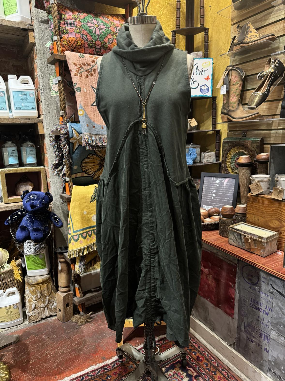 Cowl Neck Dress- Olive