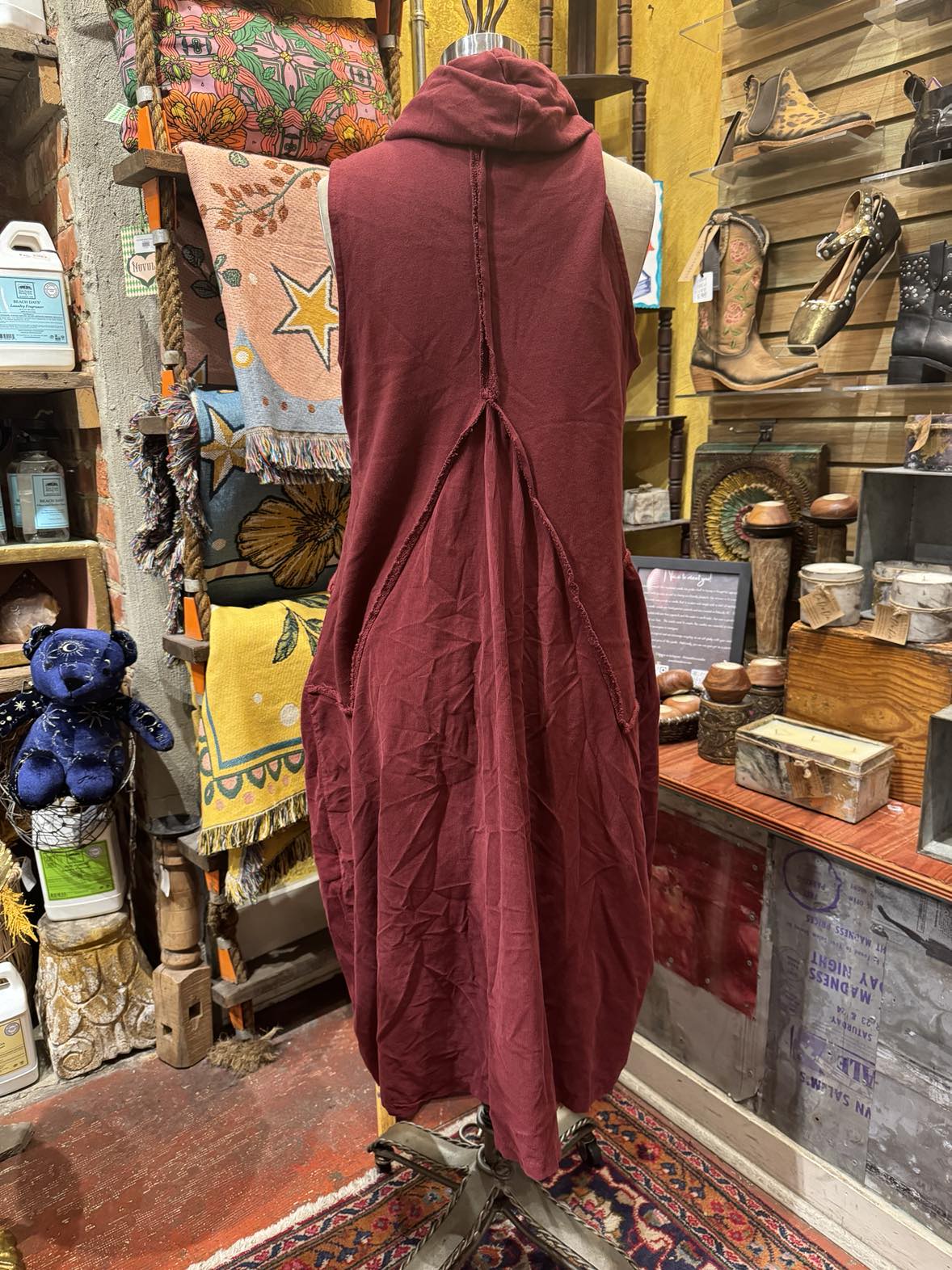 Cowl Neck Dress- Wine