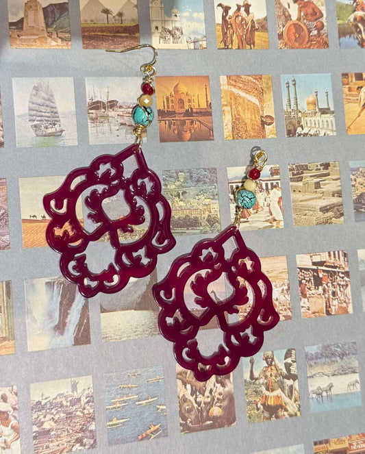 Deep Plum Filigree Earrings* #TT27