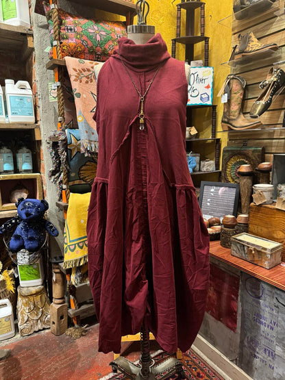 Cowl Neck Dress- Wine